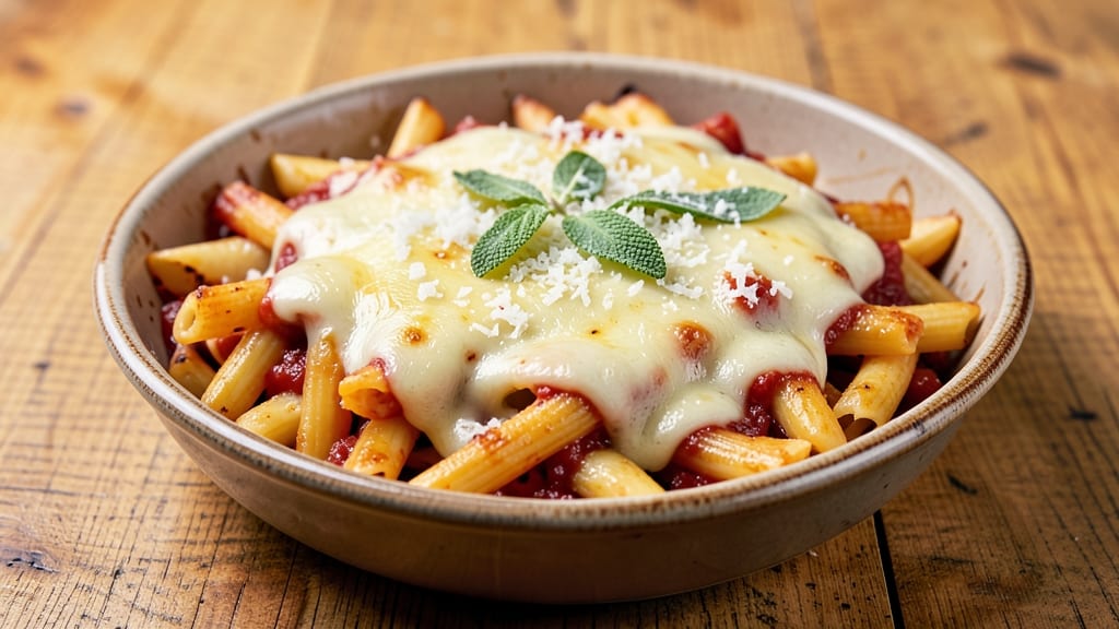 Baked Ziti Recipe with Bechamel Sauce: Creamy Tomato-Béchamel Fusion in One Pan